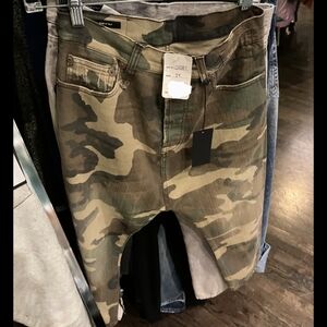 R13 Camouflage Drop Crotch Unisex Short Pants